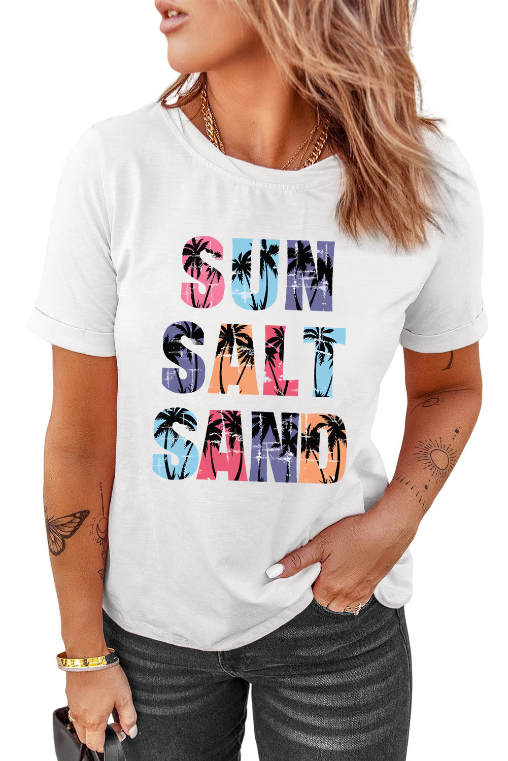 Coconut Tree SUN SALT SAND Graphic Tee