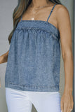 Vintage Washed Adjustable Strap Denim Tank