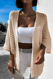 Sky Blue Hollow-out Bracelet Sleeve Knit Cardigan