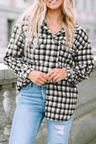 Plaid Print Chest Pockets Buttoned Tunic Shacket