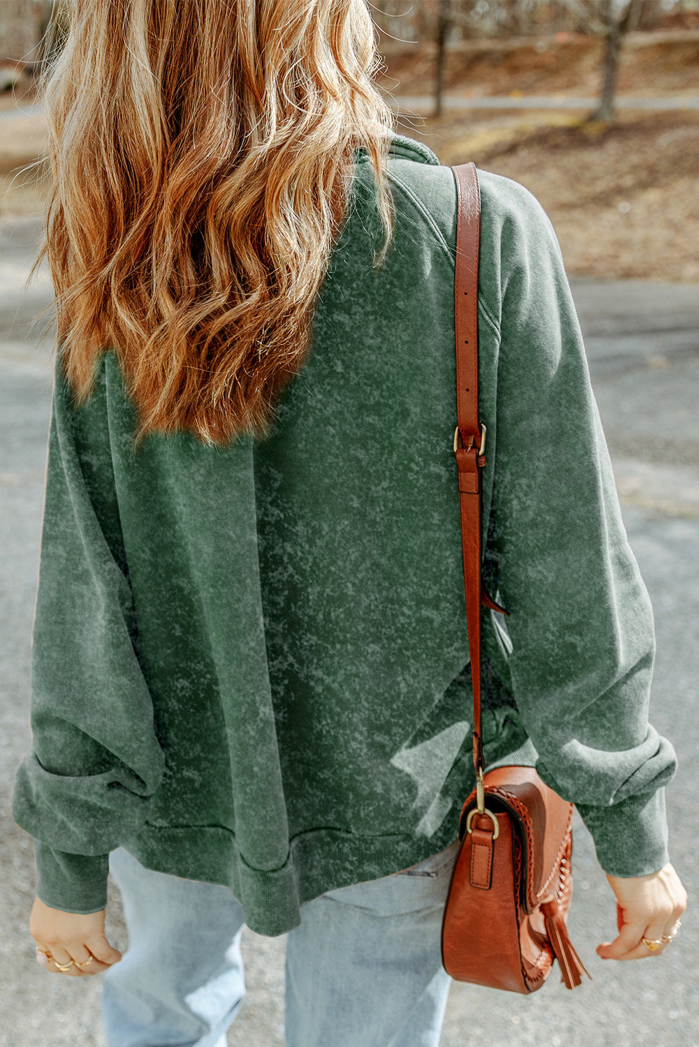 Veste boutonnée verte vintage délavée avec poche à rabat