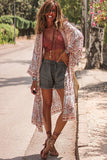 Boho Print Billowy Longline Kimono