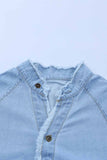 Chambray Pocketed Frayed Shirt