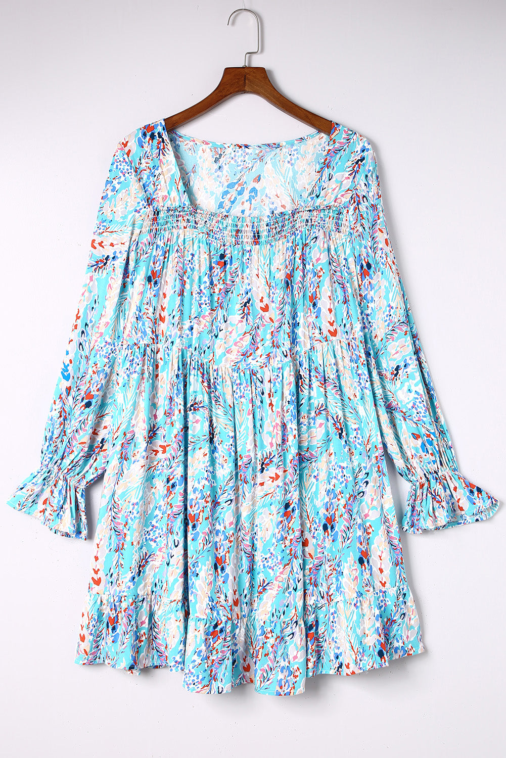 Ruffled Square Neck Floral Dress