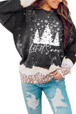 Red Leopard Bleached Pullover Sweatshirt