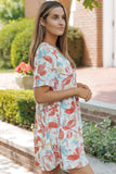 Summer Floral Button V Neck Ruffle Flowy Dress