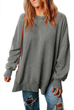 Green Drop Shoulder Ribbed Trim Oversized Sweatshirt