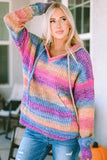 Pull à capuche multicolore ombré avec poche kangourou