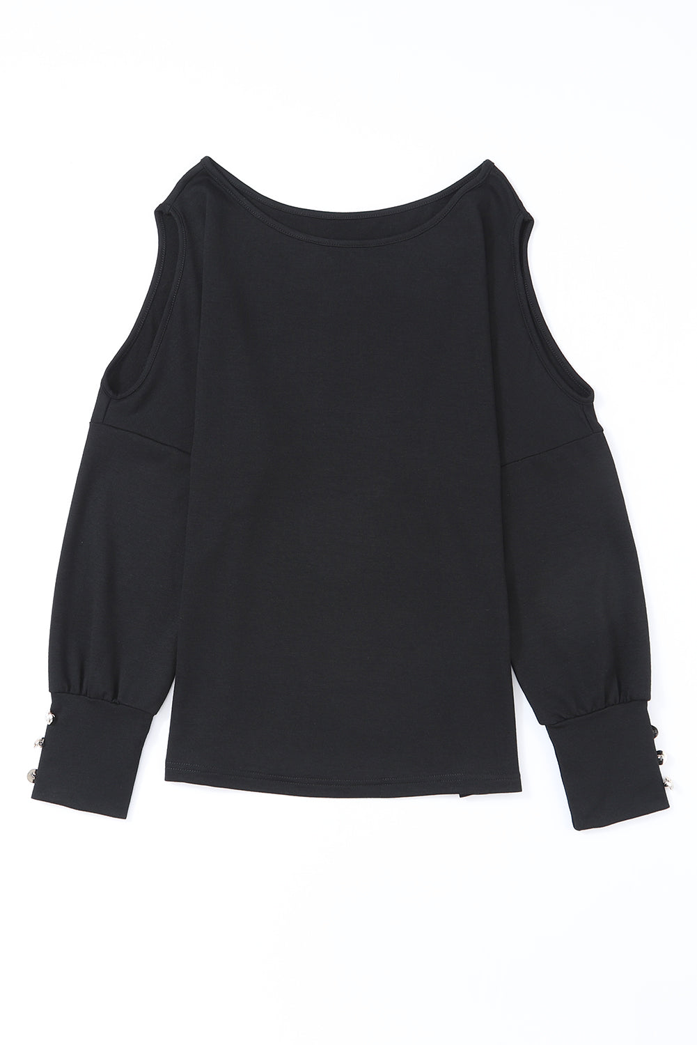 Asymmetrical Cut Out Buttoned Long Sleeve Top