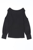 Asymmetrical Cut Out Buttoned Long Sleeve Top