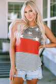 American Flag Color Block Sleeveless Top