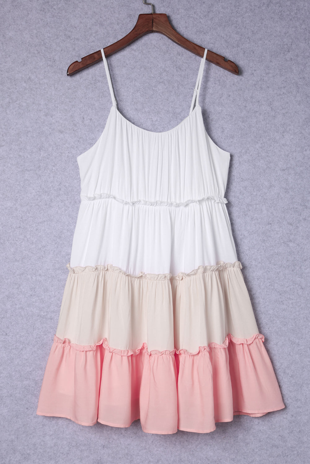 White Frill Straps Color Block Tiered Tank Top