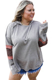 Contrast Patched Sleeve Plus Size Hoodie