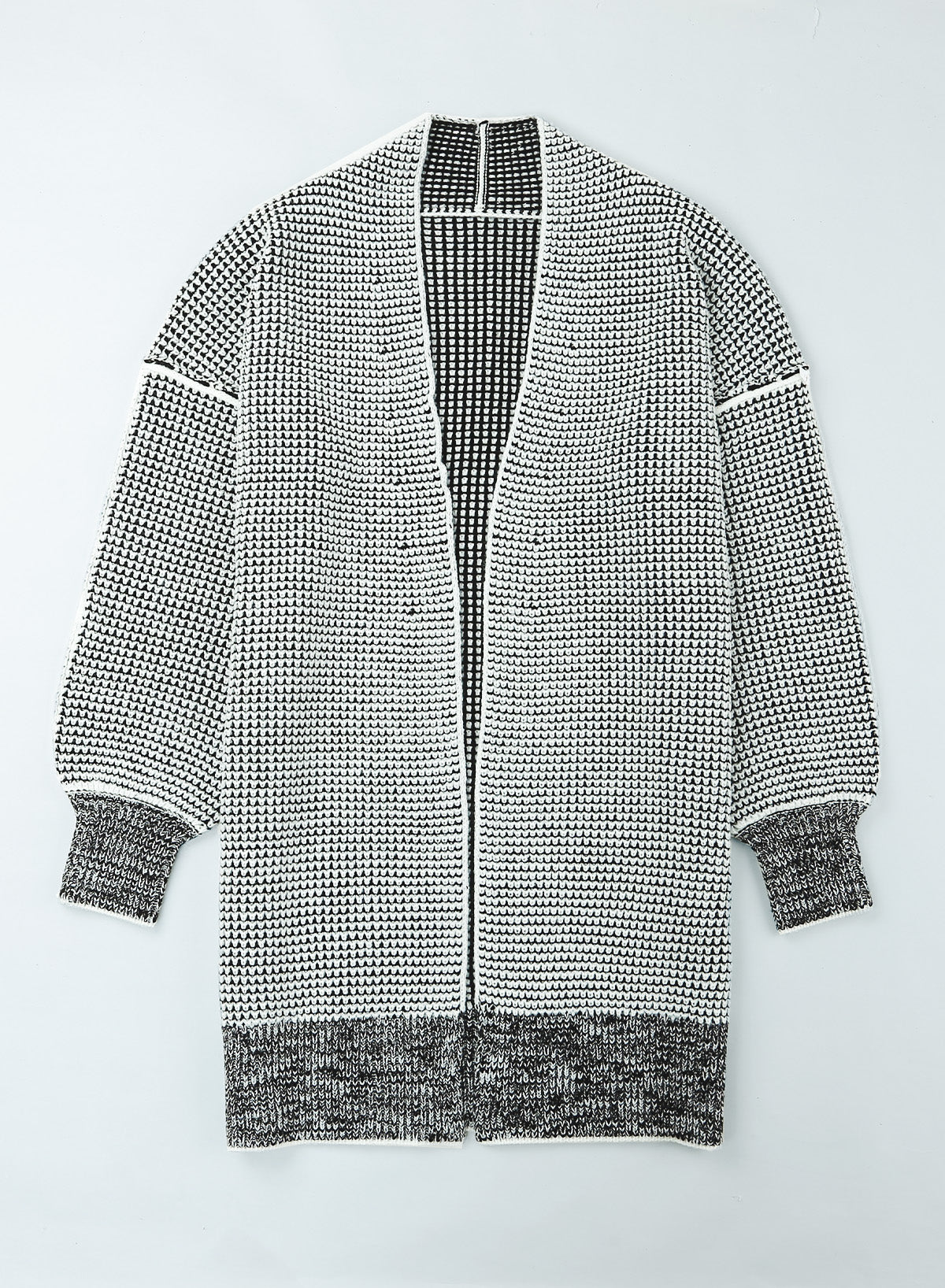 Gray Textured Knit Pocketed Duster Cardigan