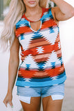 Aztec Geometric Print Hollowed Neckline Tank Top