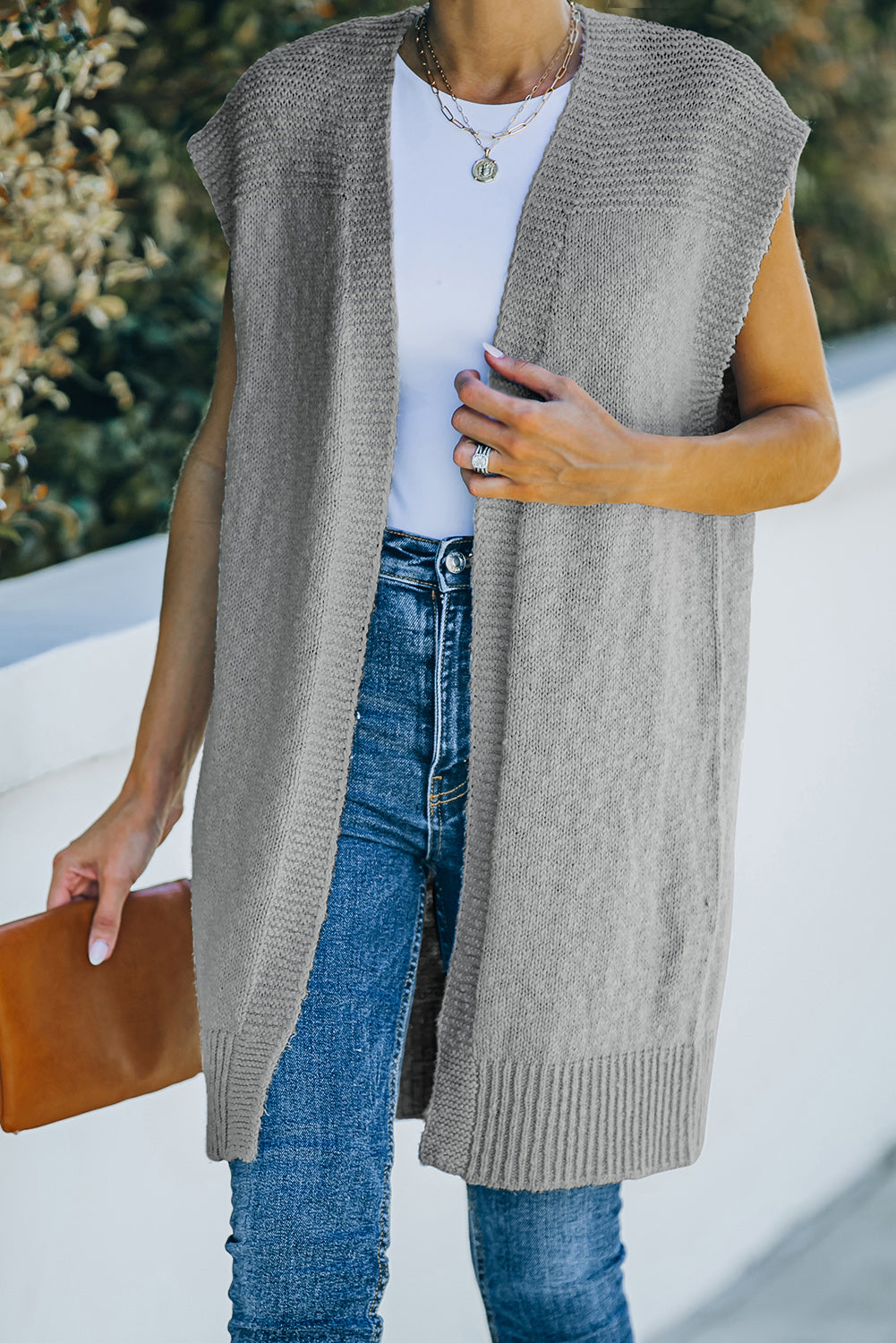 Pull cardigan basique gris