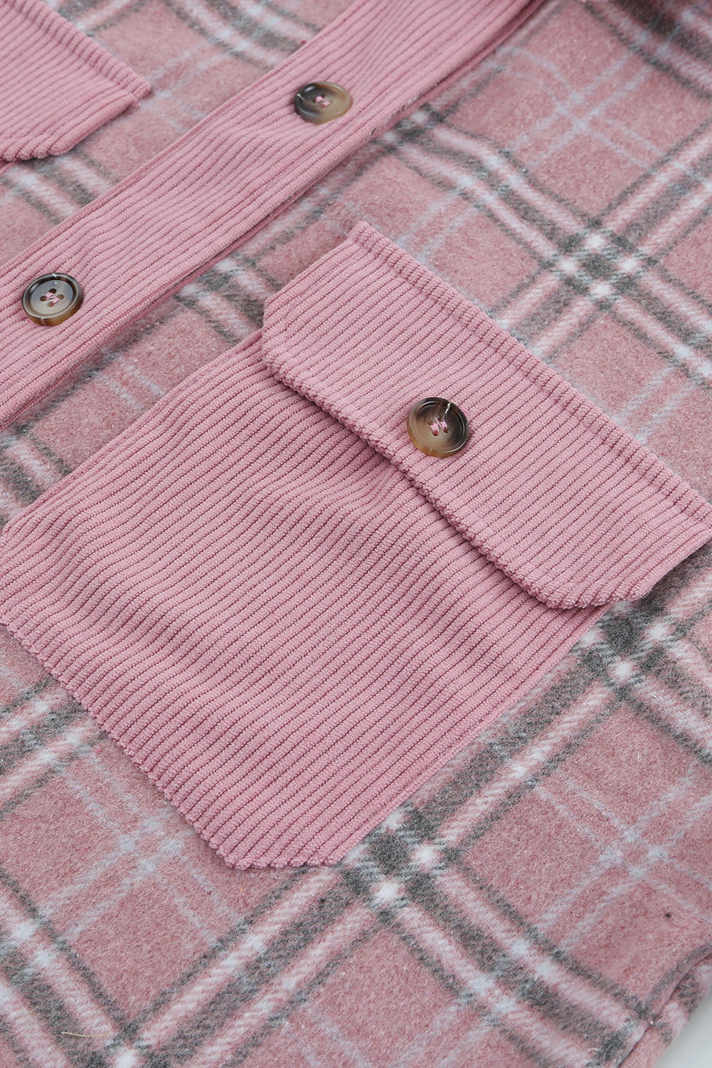 Corduroy Plaid Pattern Shacket