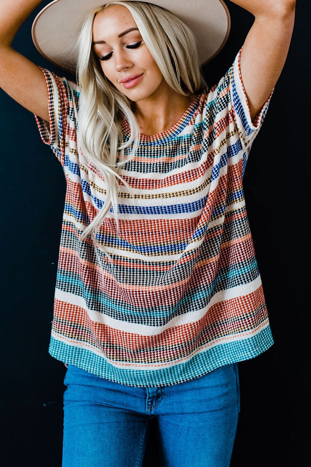 Striped Loose T-shirt with Slits