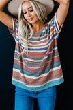 Striped Loose T-shirt with Slits