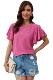 Flutter Sleeve Eyelet Textured Top