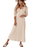 Striped V-neck Long Sleeve Casual Dress