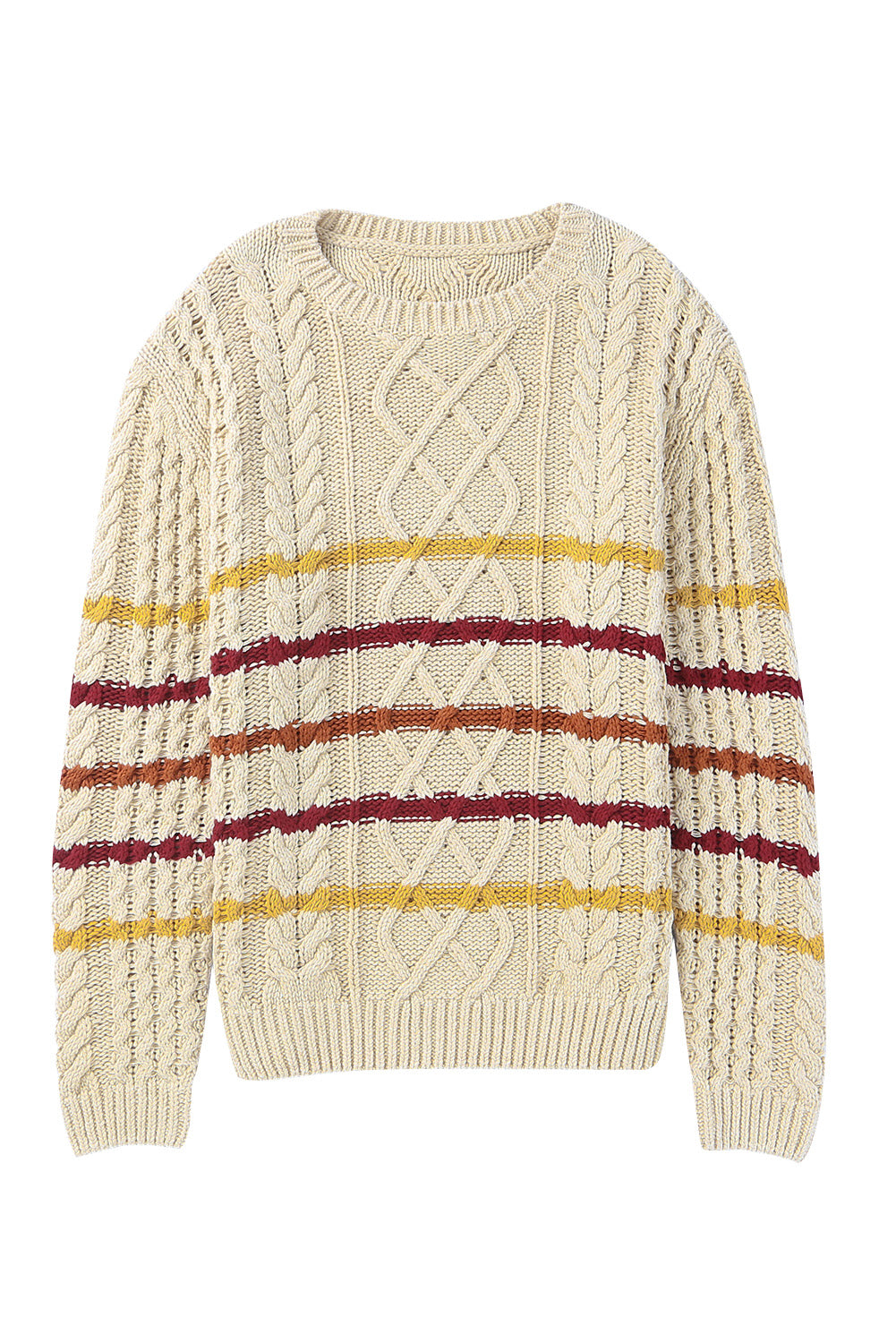 Striped Color Block Textured Knit Pullover Sweater