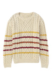 Striped Color Block Textured Knit Pullover Sweater