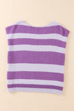 Gilet pull coupe boxy en tricot rayé violet