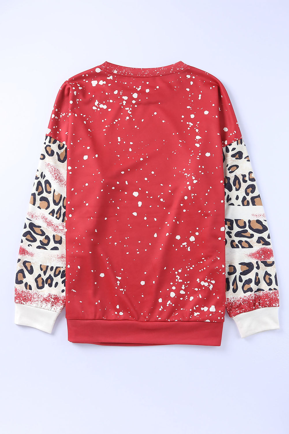 Red Tie Dye Leopard Drop Shoulder Sweatshirt