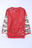 Red Tie Dye Leopard Drop Shoulder Sweatshirt