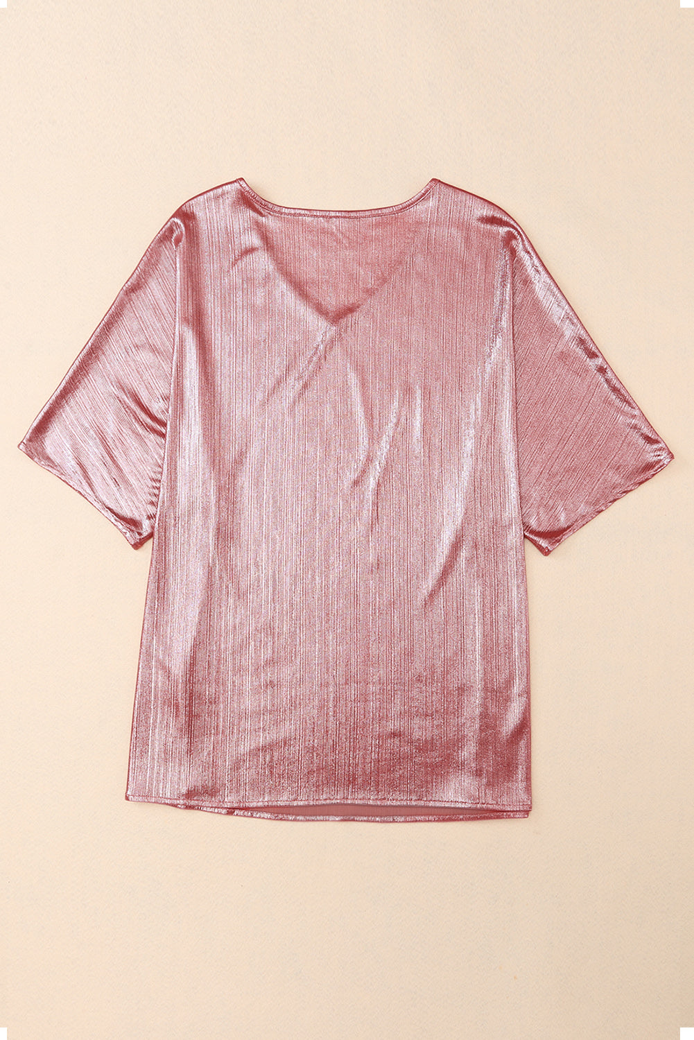 T-shirt oversize en aluminium texturé marron cuivré