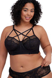 Bralette noire à bretelles croisées en dentelle grande taille