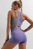 Ensemble violet soutien-gorge de sport sans couture et short de yoga