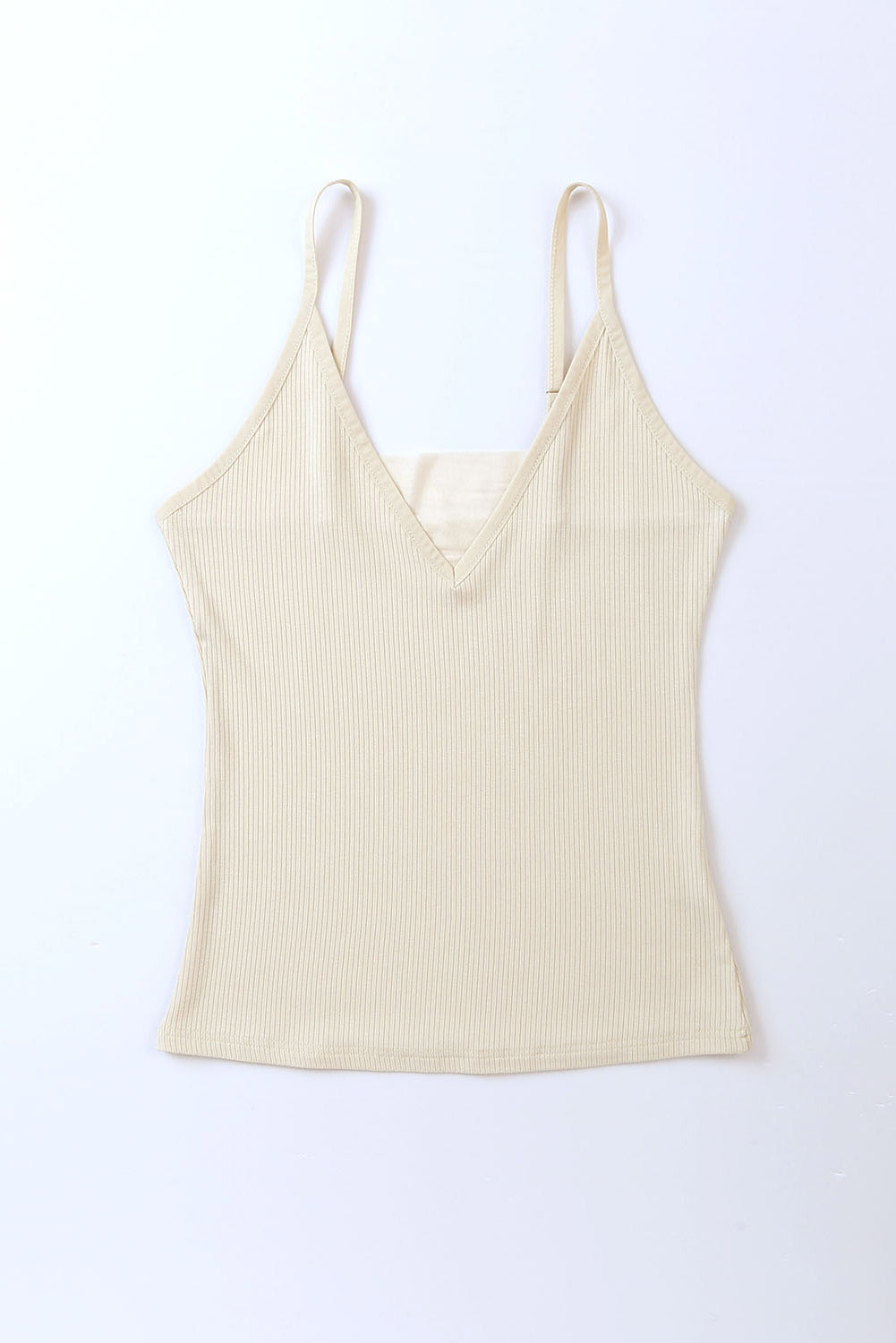 Mesh Patch V Neck Ribbed Knit Tank Top