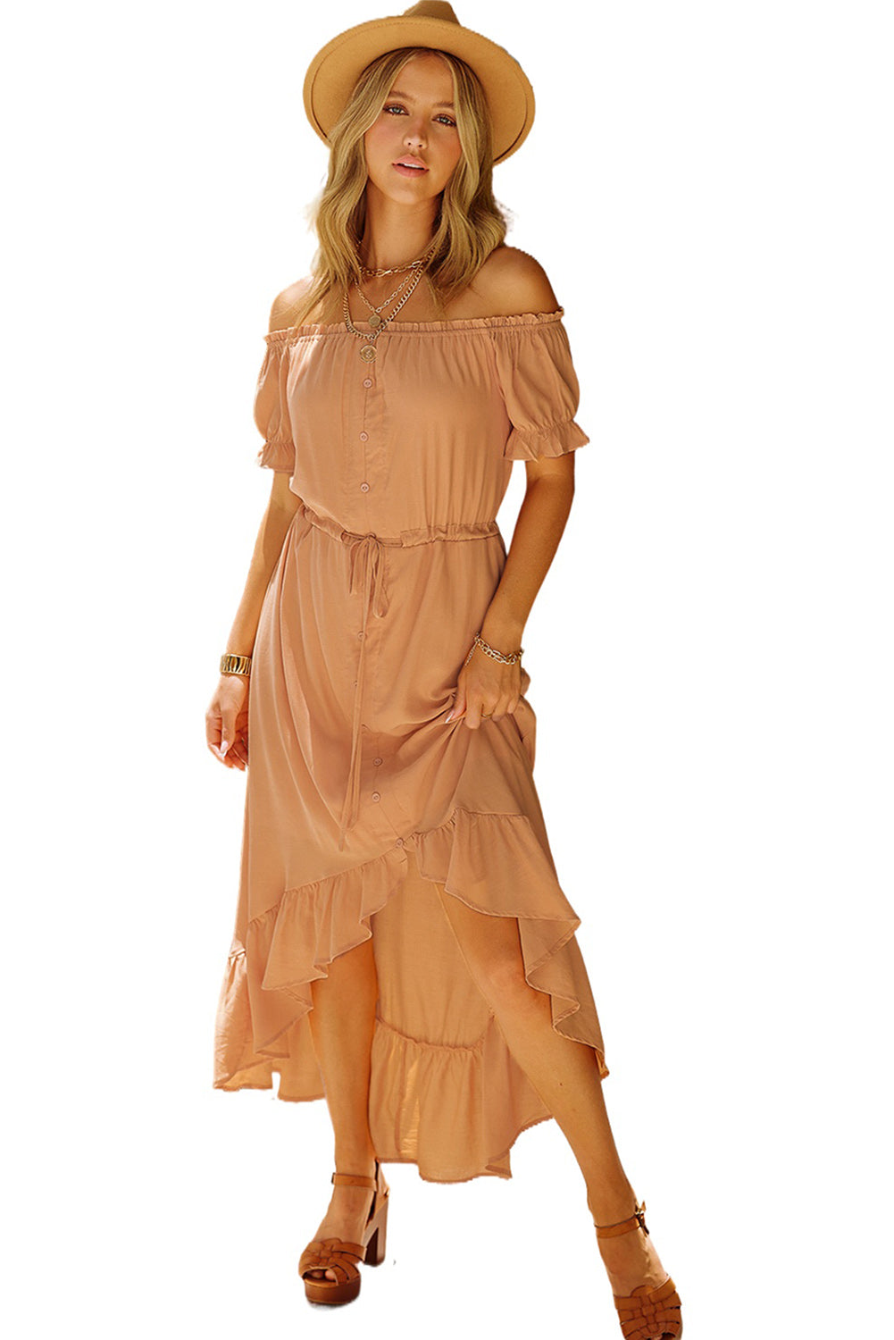 Glaze High Low Off The Shoulder Maxi Dress