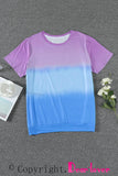 Crew Neck Tie-dye Colorblock Plus Size Tee