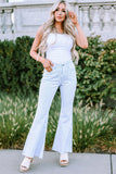 High Waist Striped Print Flared Pants