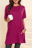 Side Pockets Short Sleeve Tunic Top