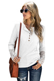 Crochet Lace Hem Sleeve Button Top