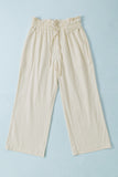 Paperbag Waist Straight Leg Cropped Pants