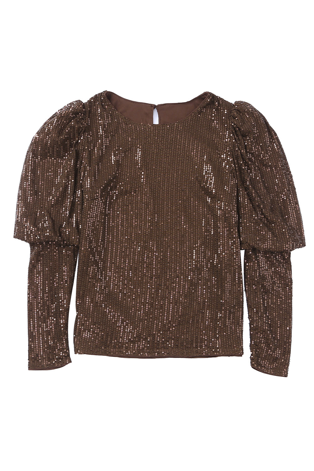 Haut marron à sequins et manches bouffantes