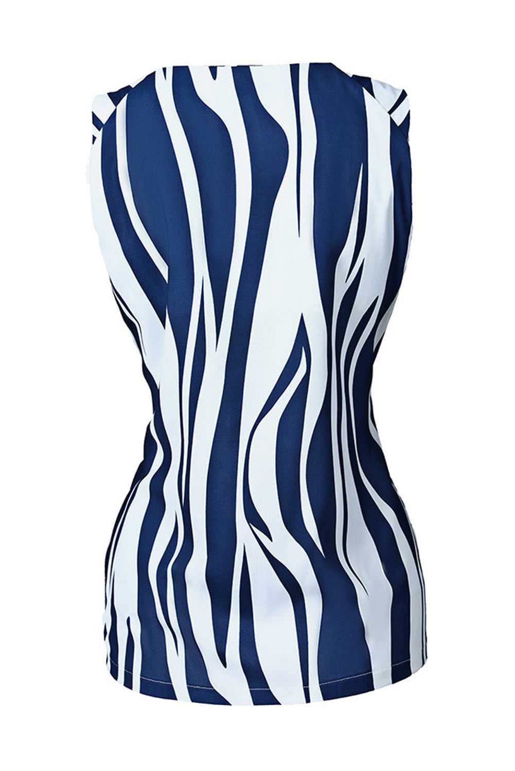 Abstract Striped V Neck Knotted Straps Tank Top