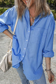 Blue Boyfriend Chest Pocket Tunic Shirt