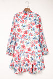 Vintage Floral Print Drawstring Flowy Dress