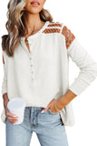 Contrast Crochet Lace Henley Top