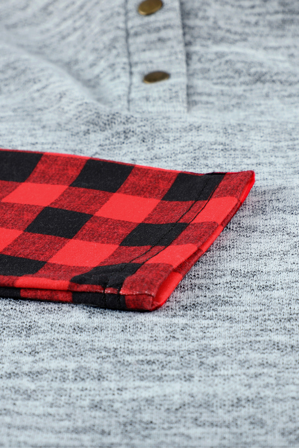 Plaid Splicing Kangaroo Pocket Buttoned Hoodie