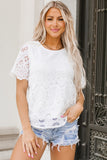 White Crochet Lace Short Sleeve Blouse