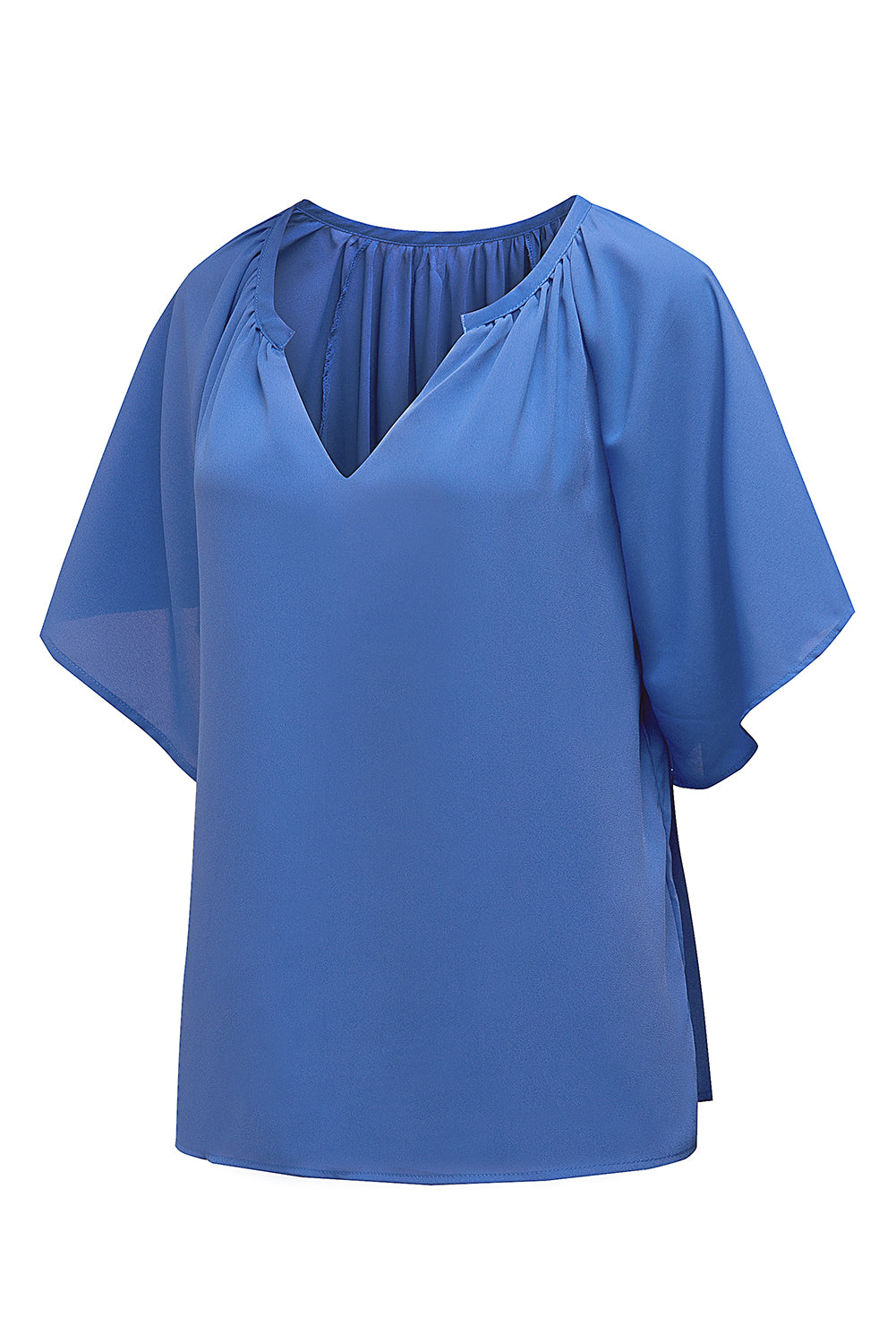 Split Neck Pleated Loose Top