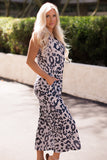 Print Pockets Wide Leg Sleeveless Jumpsuit