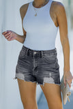 Distressed Frayed Denim Shorts